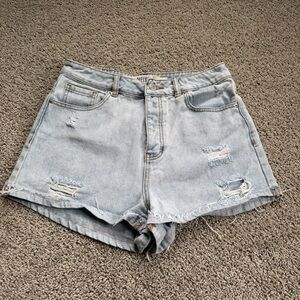 Brandy Melville Light Wash Denim Jeans Shorts Size 29 Button Fly 100% Cotton